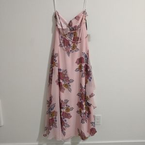 Lulu's Roma Blush Floral Print Lace-Up Maxi Dress